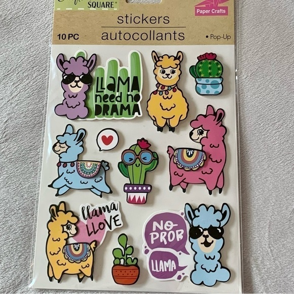 Crafter’s Square Colorful Pop Up Stickers Trio Package Set Sloth Llama Birds - Picture 11 of 15